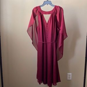 Burgundy Sleeveless Cape Dress